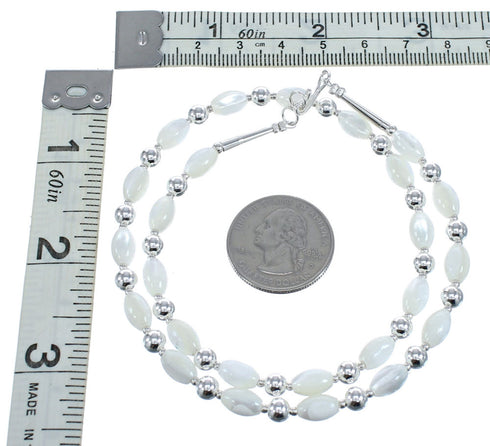 Sterling Silver Mother Of Pearl Bead Necklace AX121618